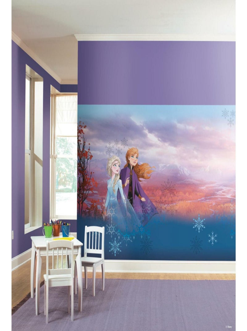 Papier peint panoramique auto-adhésif La Reine des Neiges Anna et Elsa - 320 cmx 183 cm Multicolore - Kiabi