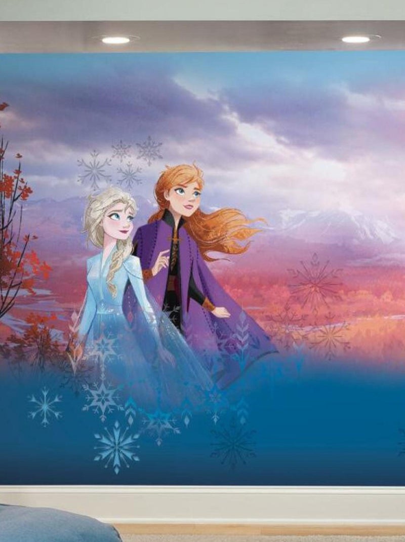 Papier peint panoramique auto-adhésif La Reine des Neiges Anna et Elsa - 320 cmx 183 cm Multicolore - Kiabi