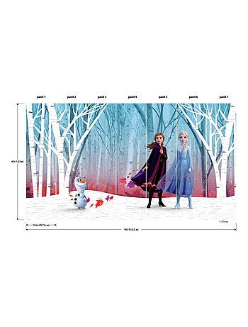 Papier peint panoramique auto-adhésif La Reine des neiges dans la foret glacée - 3.2 m x 1.83 m