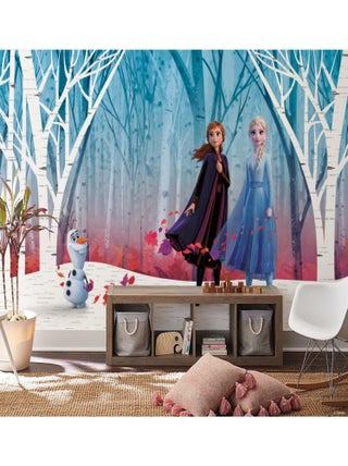 Papier peint panoramique auto-adhésif La Reine des neiges dans la foret glacée - 3.2 m x 1.83 m