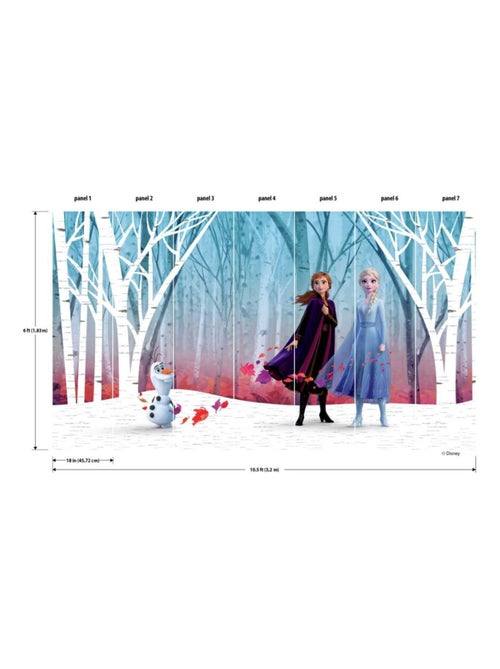 Papier peint panoramique auto-adhésif La Reine des neiges dans la foret glacée - 3.2 m x 1.83 m - Kiabi