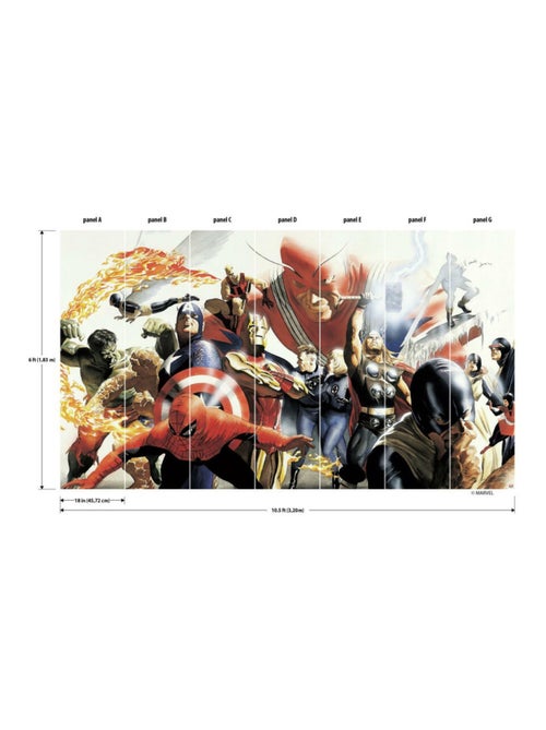 Papier peint panoramique auto-adhésif Marvel - Adam Ross - 3.2 m x 1.83 m - Kiabi