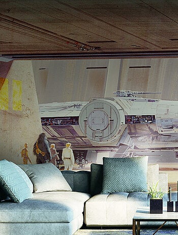 Papier peint panoramique auto-adhésif Star Wars Faucon -3,2 m x 1,83 m
