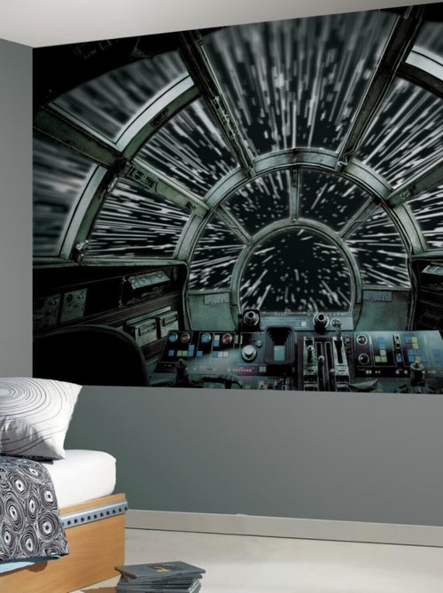 Papier peint panoramique auto-adhésif Star Wars le Faucon Millennium - 3,2 m x 1.83 m - Kiabi