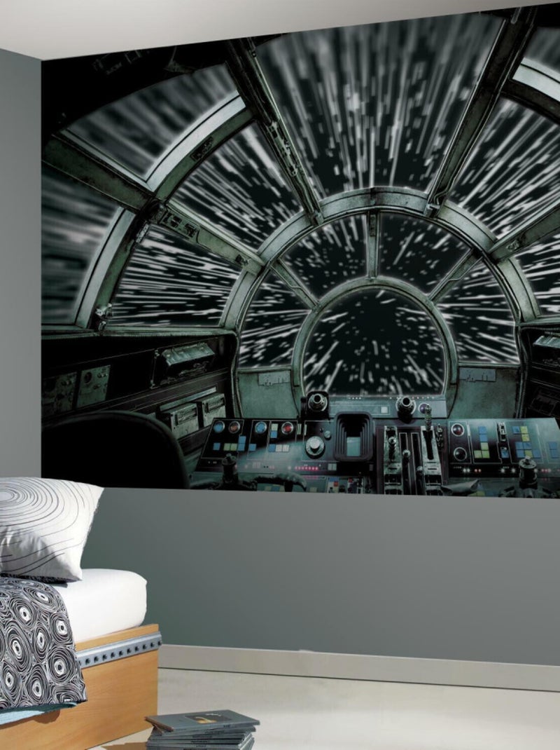 Papier peint panoramique auto-adhésif Star Wars le Faucon Millennium - 3,2 m x 1.83 m Noir Noir - Kiabi