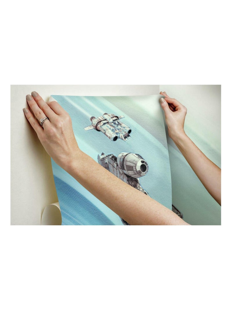 Papier peint panoramique auto-adhésif Star Wars The Rise of Skywalker de DISNEY - 3.2 m x 1.83 m Multicolore - Kiabi