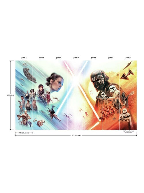 Papier peint panoramique auto-adhésif Star Wars The Rise of Skywalker de DISNEY - 3.2 m x 1.83 m - Kiabi