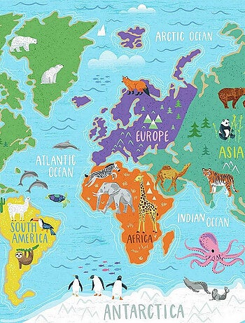 Papier peint panoramique carte du monde 320x183 cm