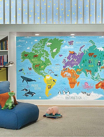 Papier peint panoramique carte du monde 320x183 cm