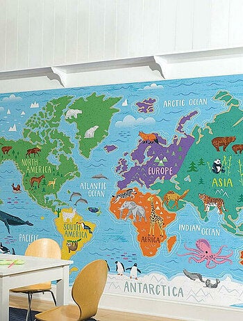 Papier peint panoramique carte du monde 320x183 cm