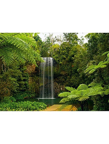 Papier peint panoramique cascade en forêt tropicale 180 x 127 cm