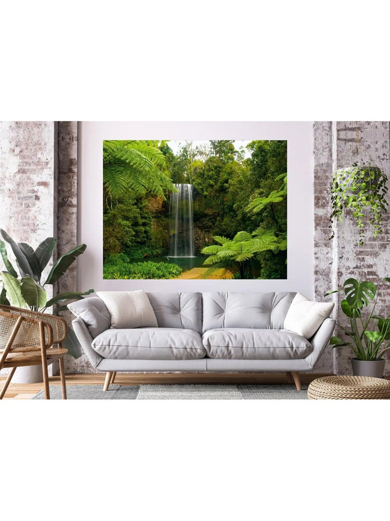 Papier peint panoramique cascade en forêt tropicale 180 x 127 cm Multicolore - Kiabi