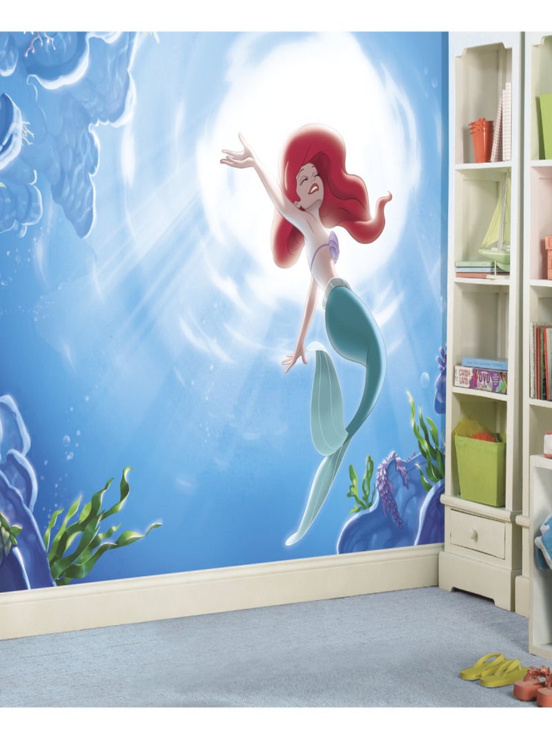 Papier peint Panoramique Encollé Ariel La Petite Sirène Disney 320X182 CM Bleu - Kiabi