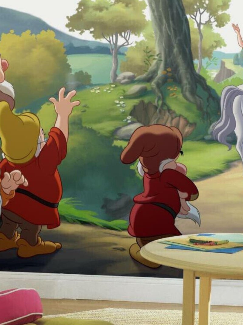 Papier peint panoramique encollé Blanche neige et les 7 nains de DISNEY - 320 cm x 182,88 cm Noir Noir - Kiabi