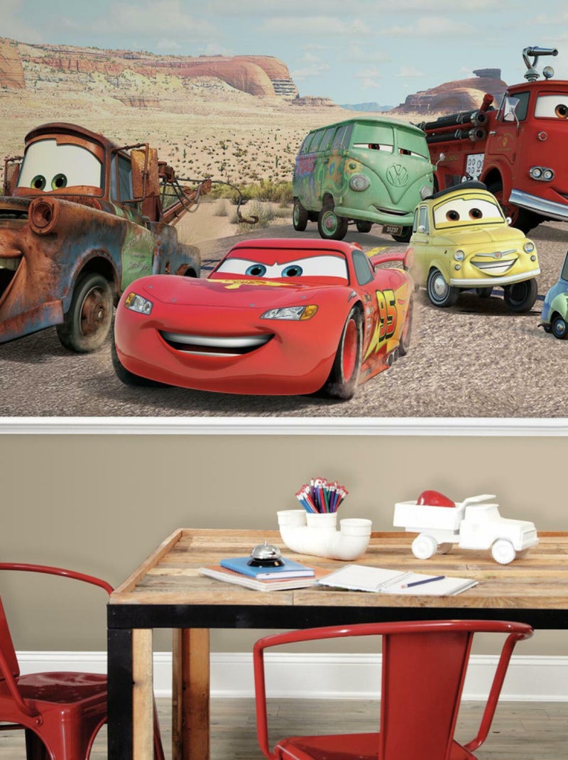 Papier peint panoramique encollé Cars Flash McQueen et ses amis dans le désert - Disney- 320 cm x 18 Multicolore - Kiabi