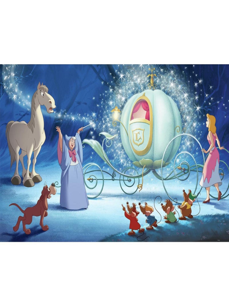 Papier peint panoramique encollé Cendrillon Carrosse - 320 cm x 182,88 cm Bleu - Kiabi
