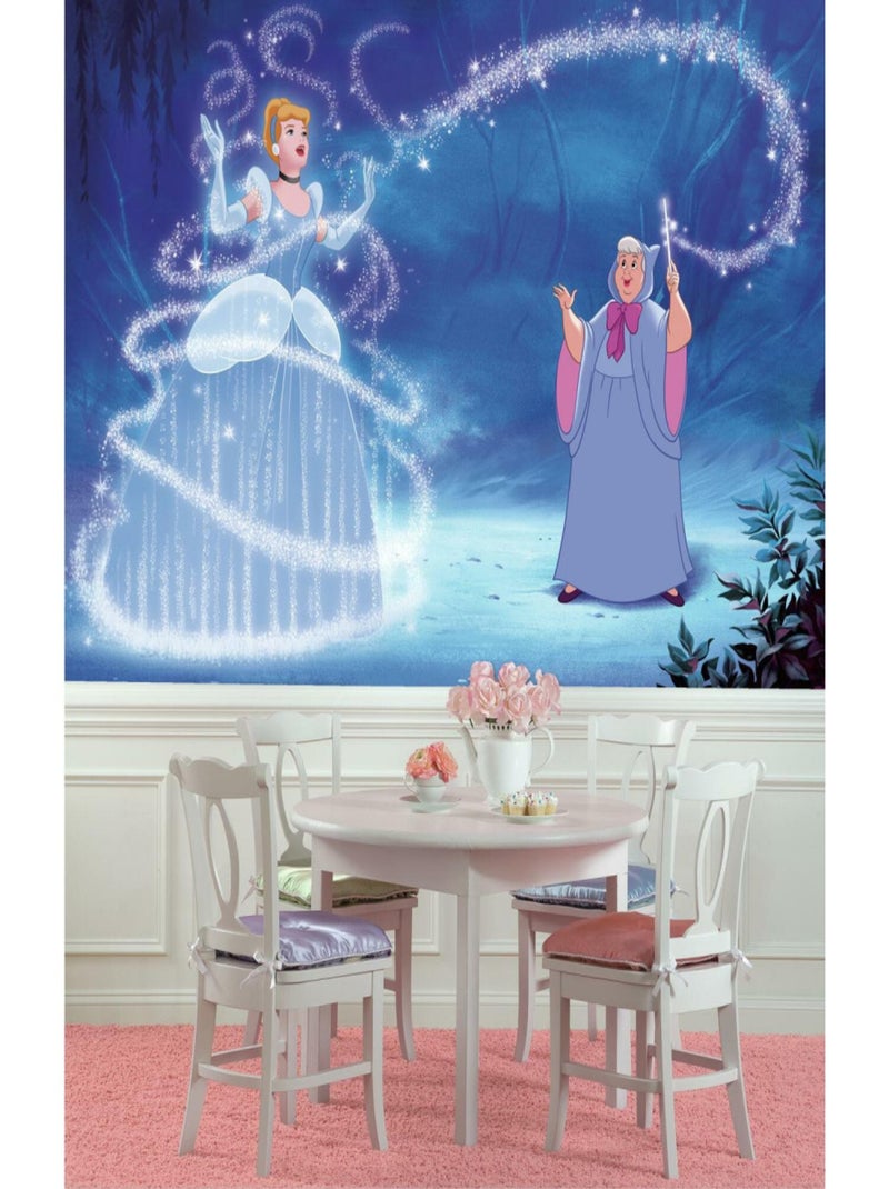 Papier peint panoramique encollé Cendrillon de Disney SO THIS IS LOVE - 320 cm x 182,88 cm Bleu - Kiabi