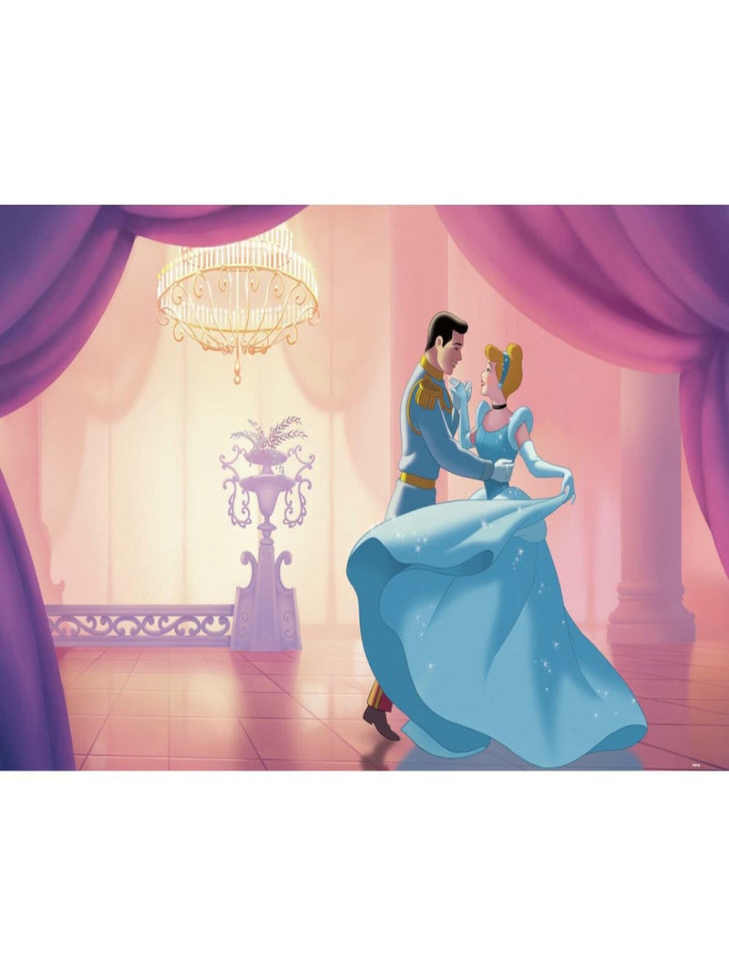 Papier peint panoramique encollé Cendrillon qui danse avec son prince charmant - DISNEY 320 cm x 182 Bleu - Kiabi