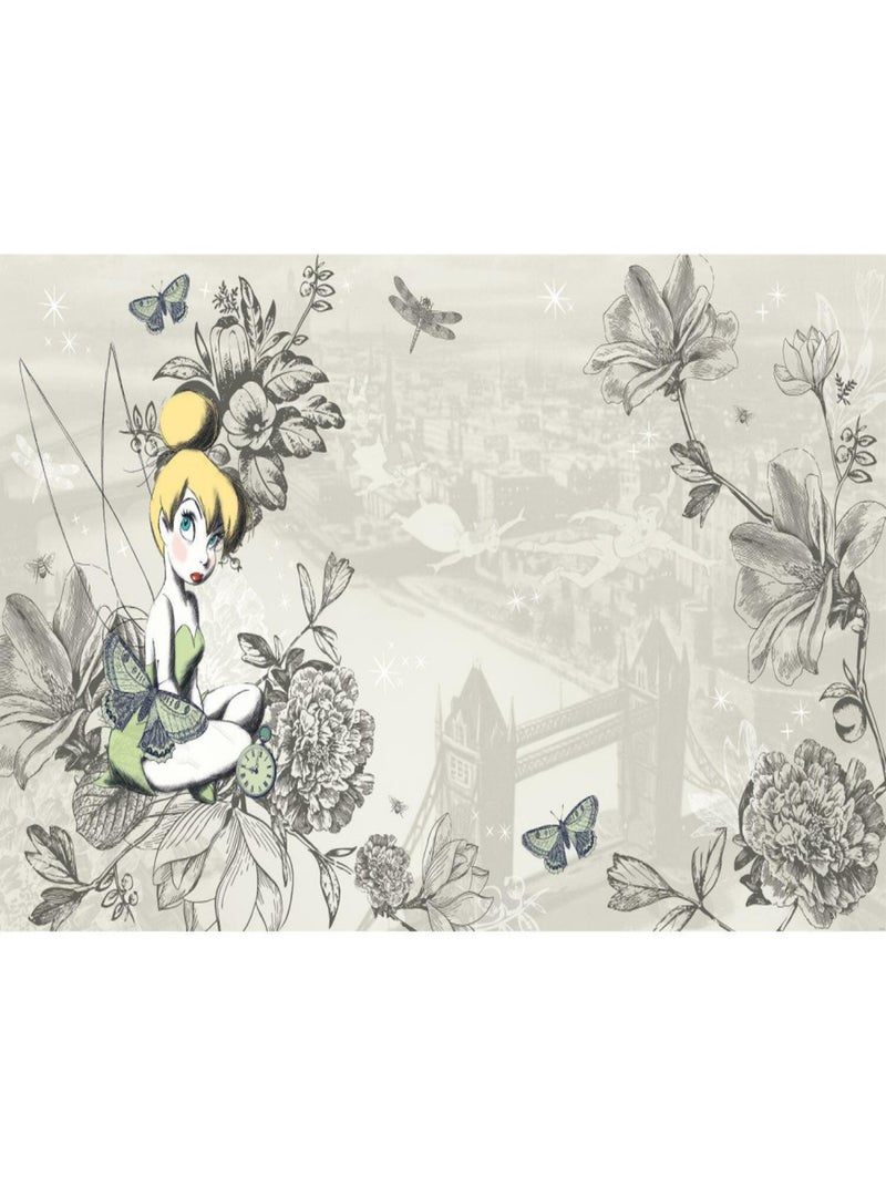 Papier peint panoramique encollé Clochette vintage - 320 cm x 182,88 cm Gris - Kiabi