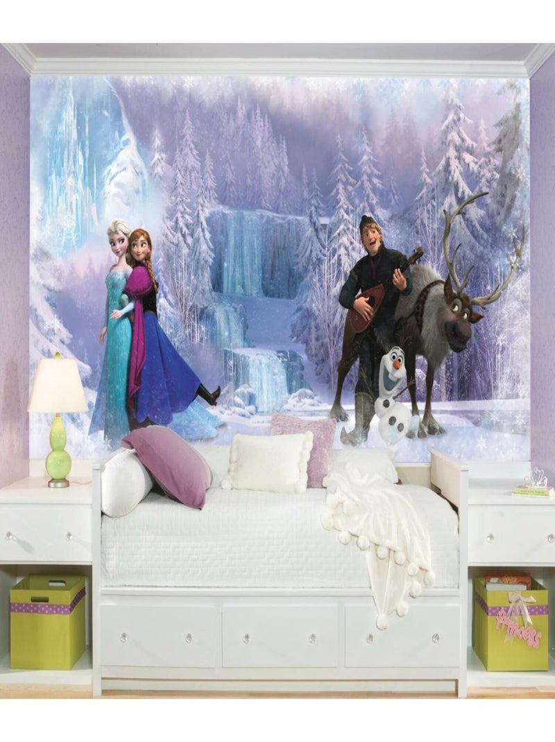 Papier peint panoramique encollé Disney La Reine des neiges - Dans la glace - 320 cm x 182,88 cm Multicolore - Kiabi