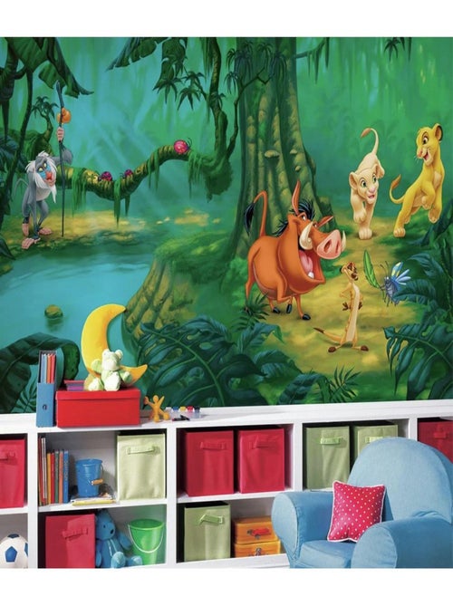 Papier peint panoramique encollé Disney Le Roi lion - Simba à la rivière avec ses amis - 320 cm x 18 - Kiabi