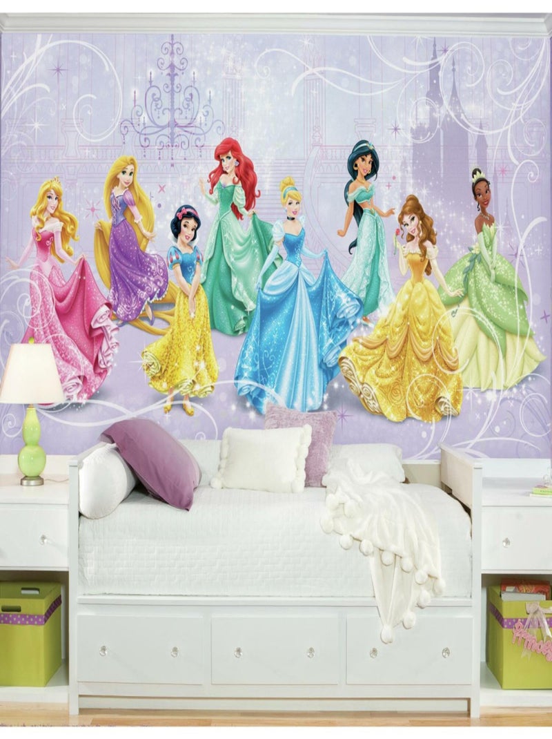 Papier peint panoramique encollé Disney Princesses Royales - 320 cm x 182,88 cm Multicolore - Kiabi