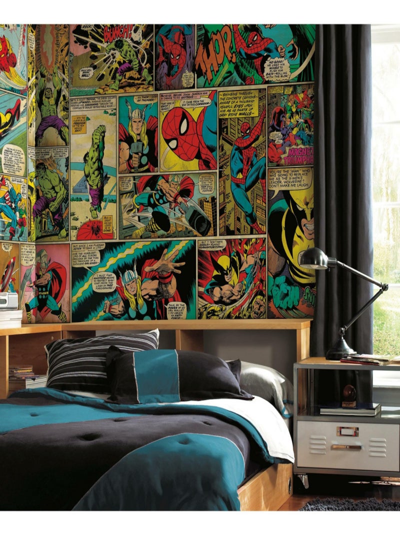Papier peint panoramique encollé Marvel Classics - 320 cm x 182,88 cm Multicolore - Kiabi