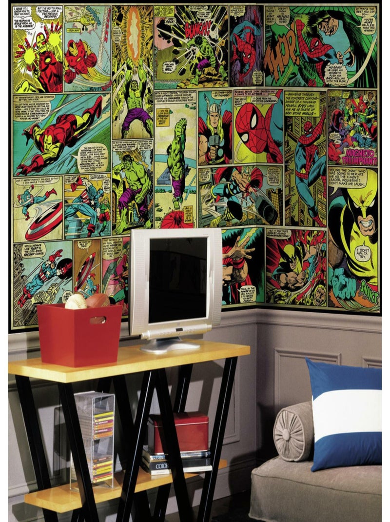 Papier peint panoramique encollé Marvel Classics - 320 cm x 182,88 cm Multicolore - Kiabi