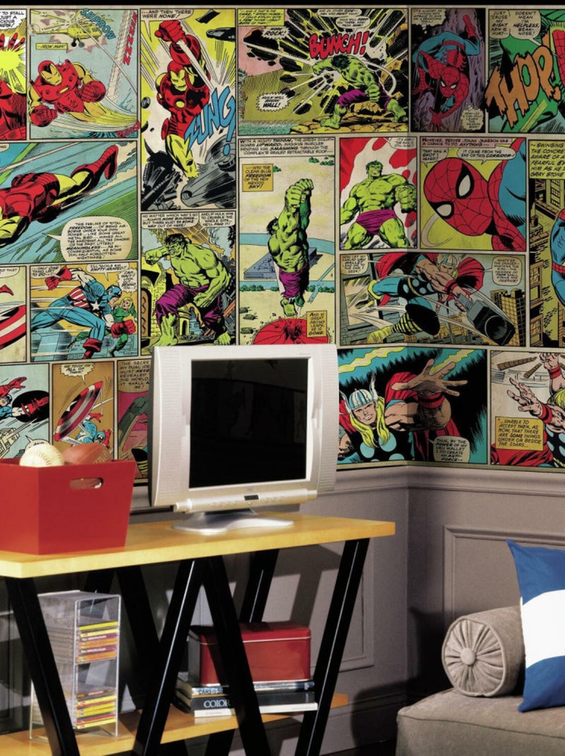 Papier peint panoramique encollé Marvel comics - 320 cm x 182.88 cm Multicolore - Kiabi