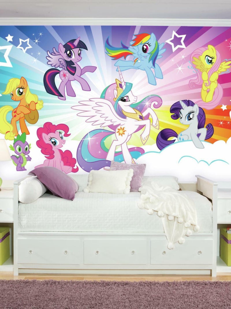 Papier peint panoramique encollé My Little Pony nuage - 320 cm x 82,88 cm Multicolore - Kiabi