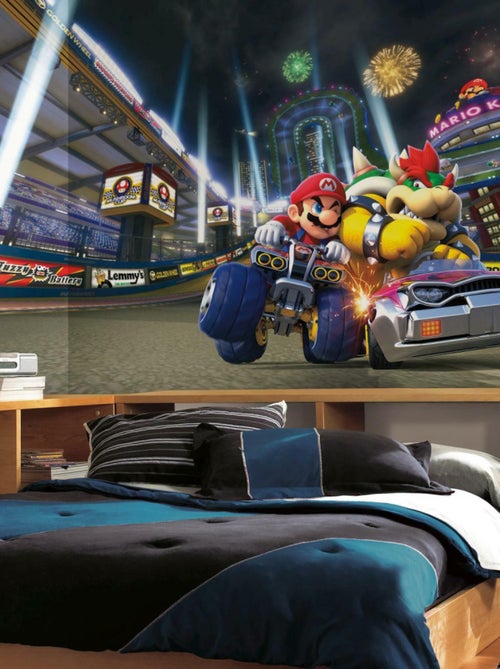 Papier peint panoramique encollé Nin Mario Kart 8 - 320 cm x 182,88 cm - Kiabi