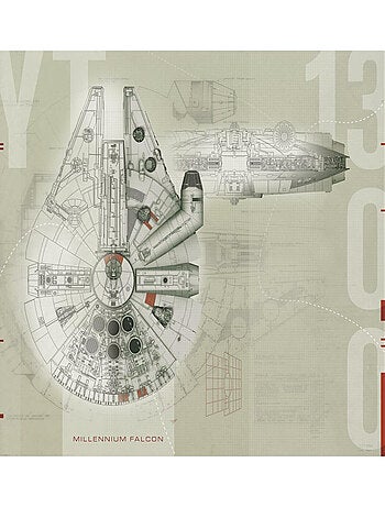 Papier peint panoramique encollé Star Wars Faucon Millennium - 228,60 cm x 182,88 cm