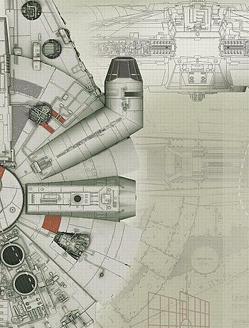 Papier peint panoramique encollé Star Wars Faucon Millennium - 228,60 cm x 182,88 cm