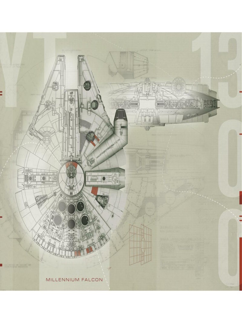 Papier peint panoramique encollé Star Wars Faucon Millennium - 228,60 cm x 182,88 cm Blanc - Kiabi