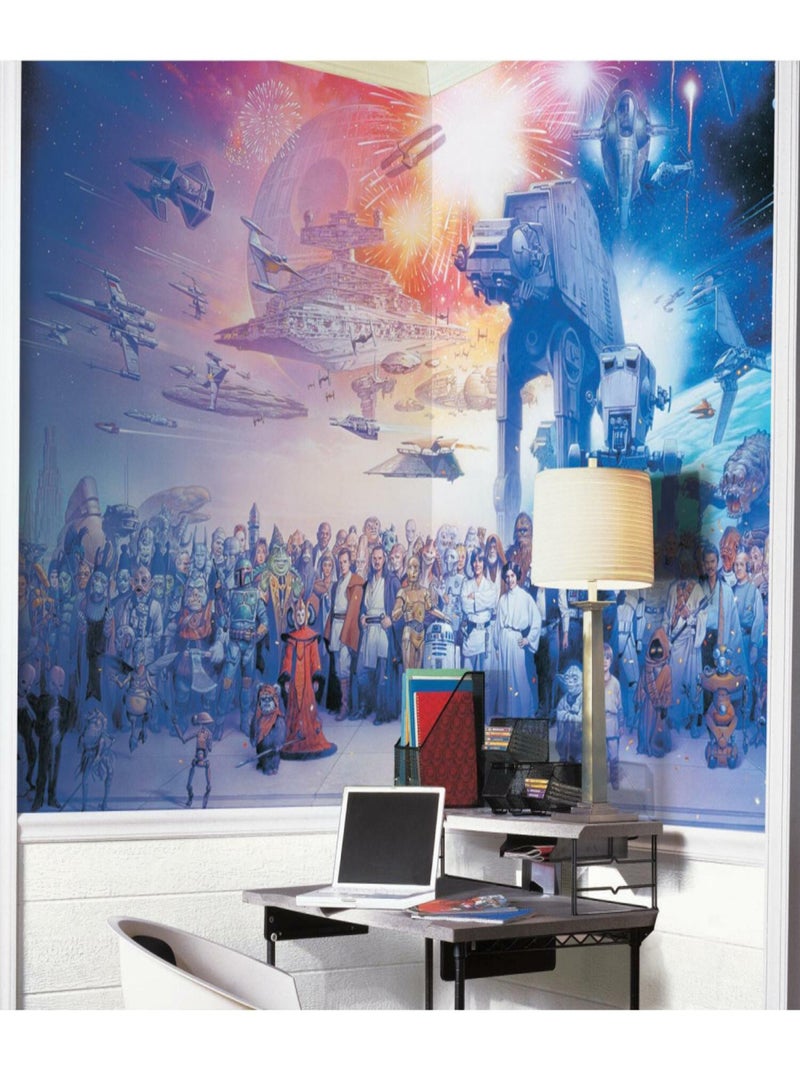 Papier peint panoramique encollé Star Wars la saga - 320 cm x 182,88 cm Multicolore - Kiabi