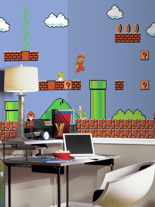 Papier peint panoramique encollé Super Mario Bros. Retro - 320 cm x182,88 cm - Kiabi