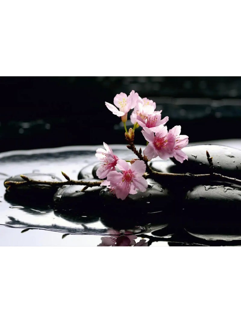 Papier peint panoramique “Fleurs de sakura sur pierres” – 360 x 254 cm – 4 parts Multicolore - Kiabi