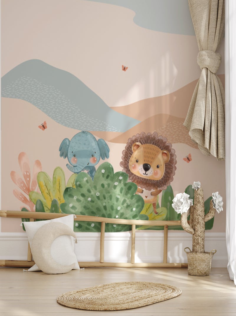Papier peint panoramique Little Jungle Multicolore - Kiabi