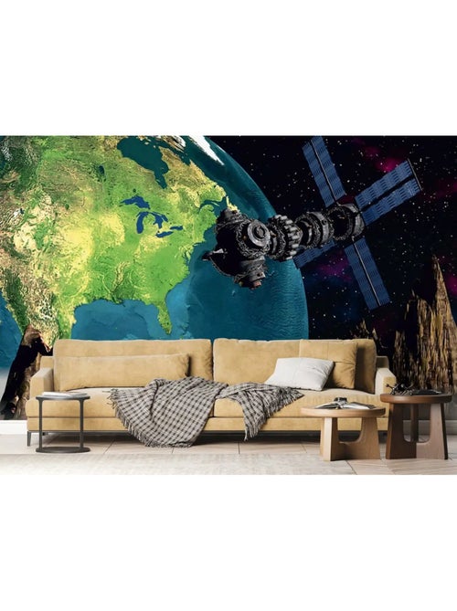 Papier peint panoramique “Planète & Satellite” – 360 x 254 cm - Kiabi