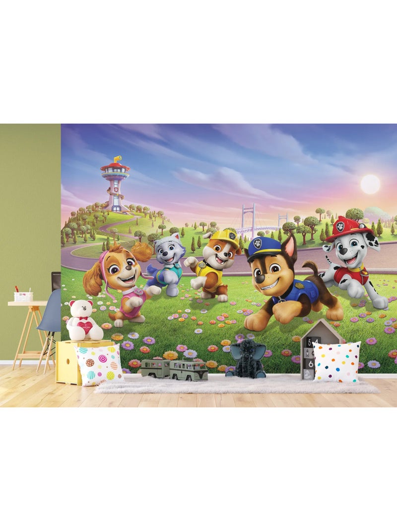 Papier peint Pat'Patroiulle champs de fleurs 375 x 270 cm Vert - Kiabi