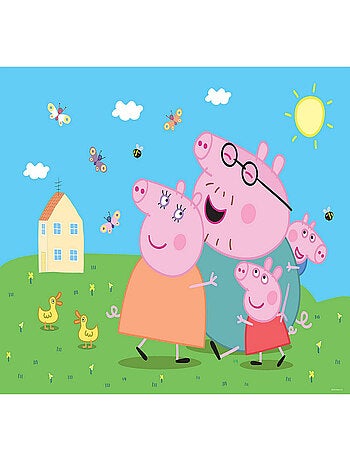 Papier peint Peppa pig avec sa famille 252 x 182 cm