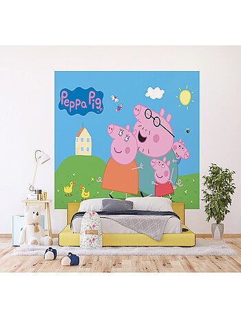 Papier peint Peppa pig avec sa famille 252 x 182 cm