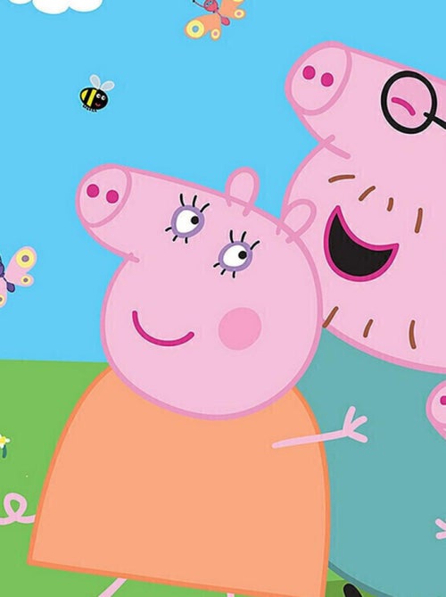 Papier peint Peppa pig avec sa famille 252 x 182 cm - Kiabi