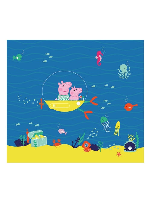 Papier peint Peppa pig avec sa famille dans l'eau 225 x 270 cm - Kiabi