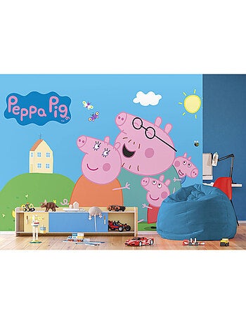 Papier peint Peppa Pig en famille - 375 x 270cm
