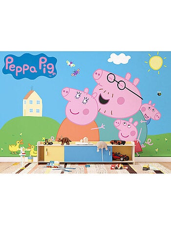 Papier peint Peppa Pig en famille - 375 x 270cm