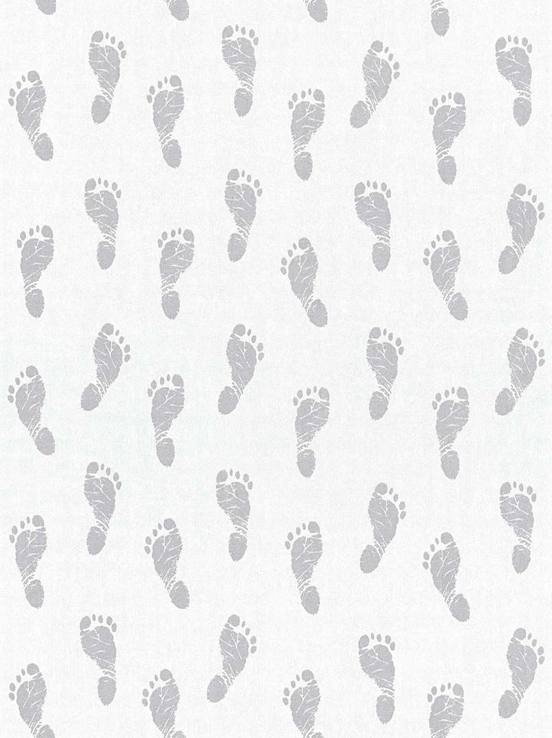 Papier Peint "Petits Petons" Gris - Kiabi
