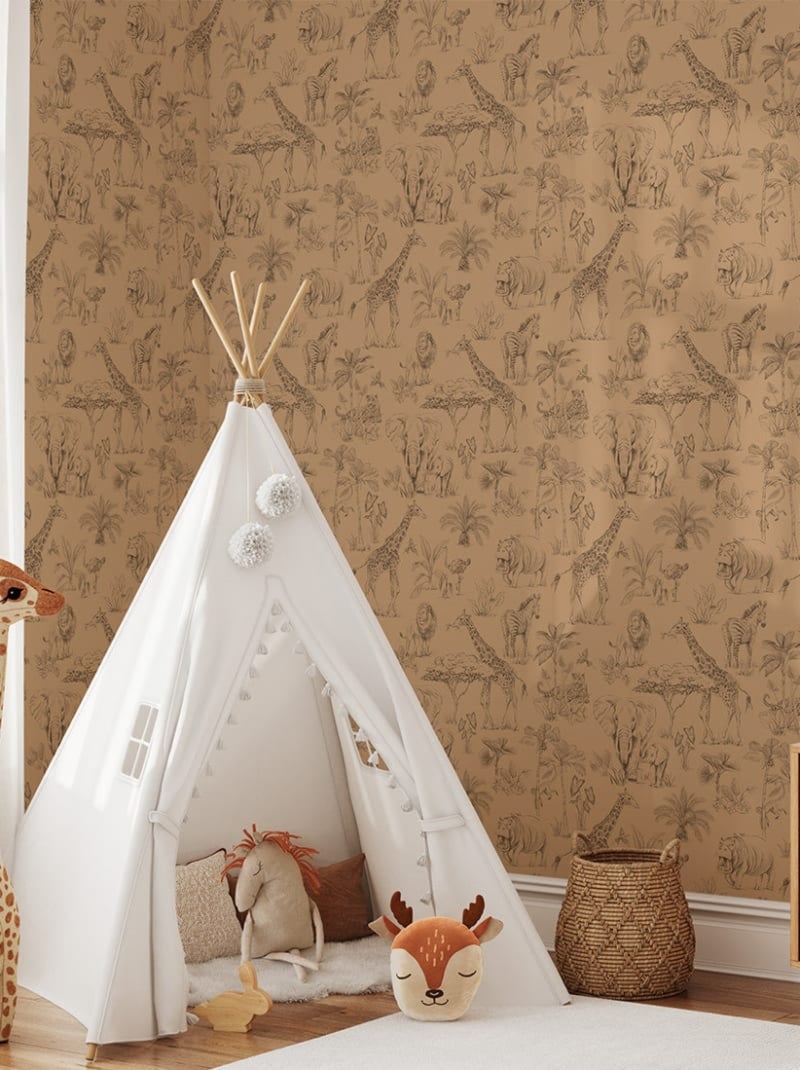 Papier peint pour enfants SAFARI Caramel Marron caramel - Kiabi