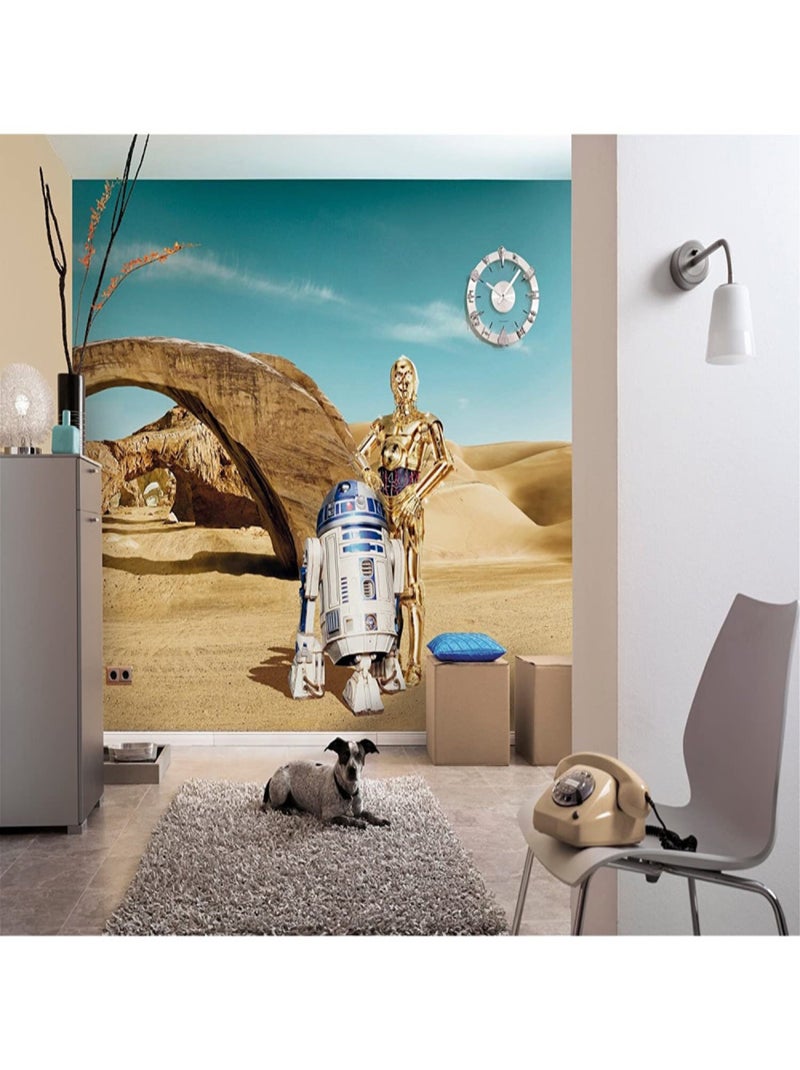 Papier Peint R2D2 & C3PO Star Wars 254X368 CM Jaune - Kiabi