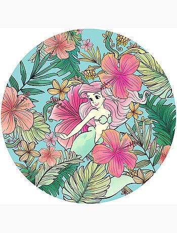 Papier peint rond auto-adhésif - ariel ocean flowers - diamètre 125 cm
